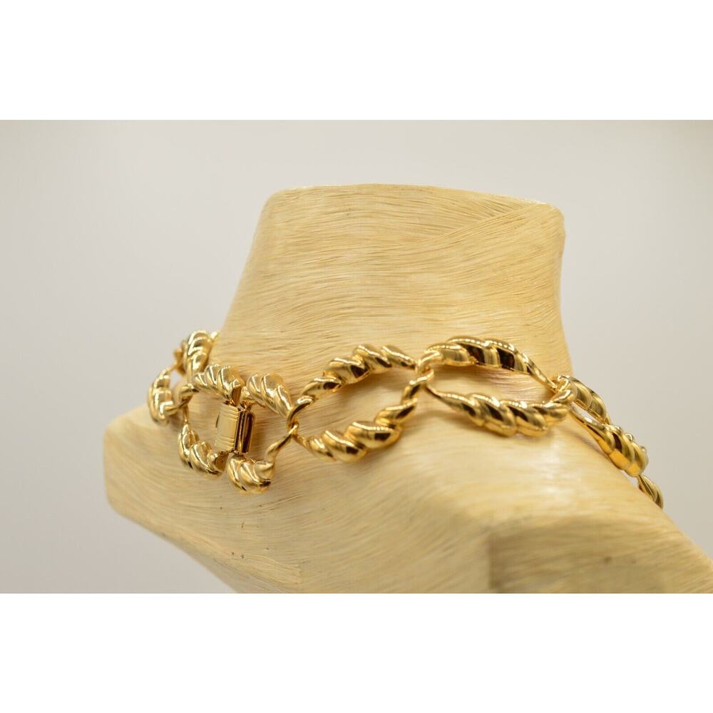 Vintage Chunky Chain Collar Necklace Gold Tone He… - image 7